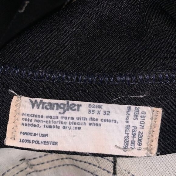 Wrangler Mens Black Dress Pants 35x32 Flat Front Pockets 100% Polyester Durable - Picture 2 of 9